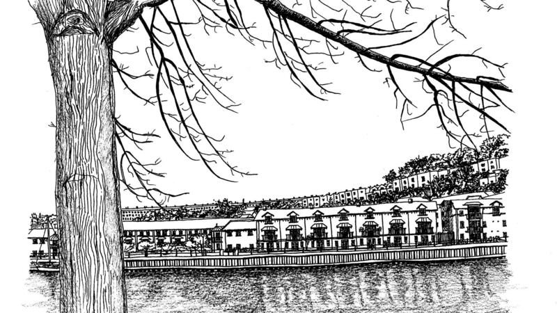 Victorian terraced houses, Cliftonwood, Bristol, seen across the river Avon. Image: Marwa al-Sabouni