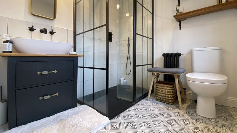 Bathroom with Crittal-style shower doors