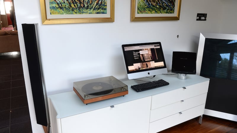 Audio/visual equipment at Billy Peat’s family home. Photograph: Dara Mac Donaill