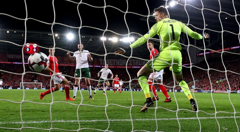 Ireland's James McClean scores against Wales in the 2018 Fifa World Cup Qualifier at Cardiff City Stadium, Cardiff, Wales, October 2017.
Photograph: James Crombie/Inpho