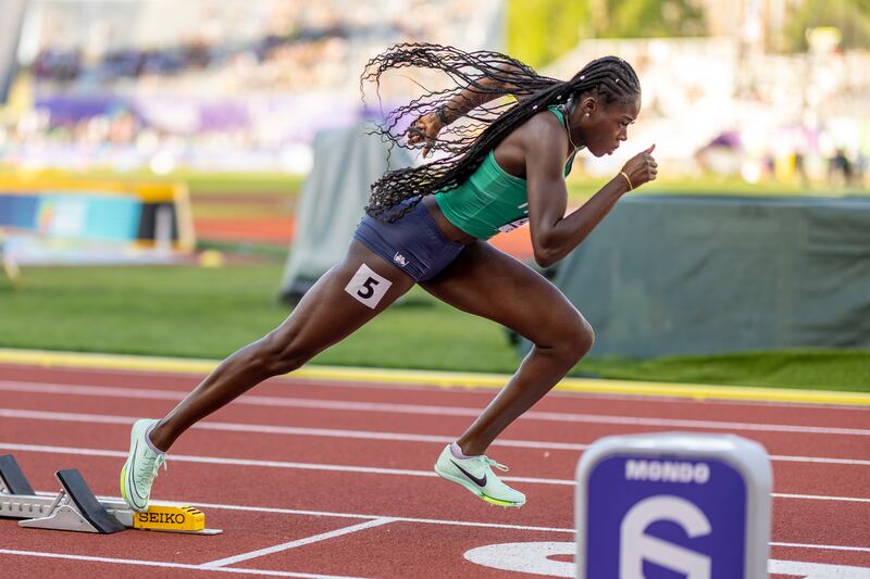 Blast-off: 'She's built a little sleeker, with a little more finesse," days Coach Flo of Rhasidat Adeleke. Photograph: Morgan Treacy/Inpho
