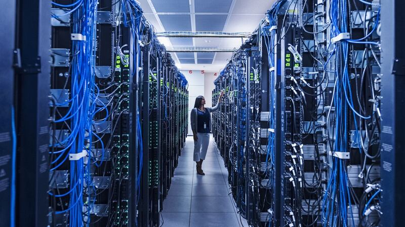 Physical buildings filled with row upon row of servers in air-conditioned rooms make streaming possible and Ireland is home to 55 of these data centres. Photograph: Erik Isakson/Getty Images