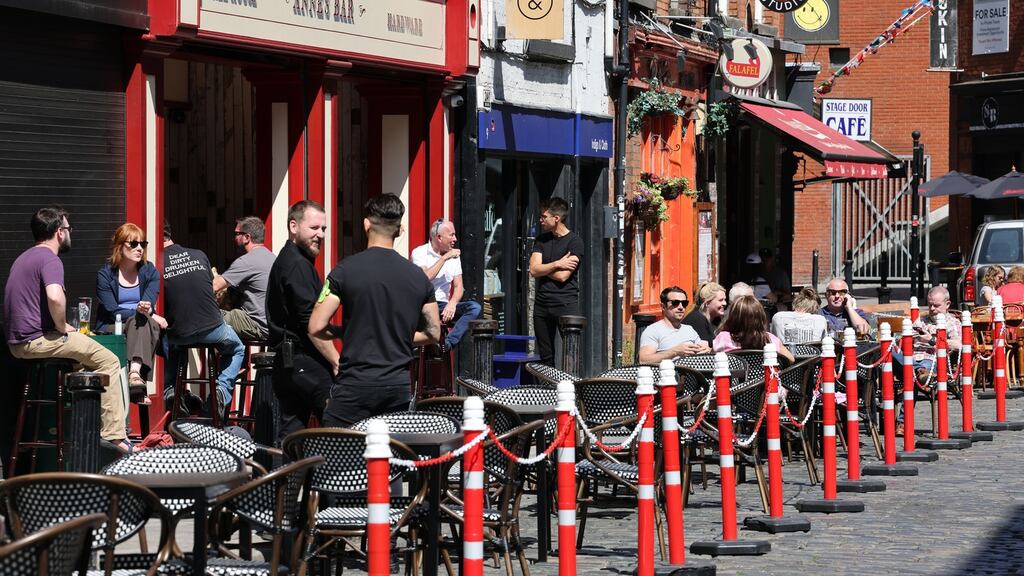Outdoor dining on Dublin’s Essex Street East in Temple Bar. Photograph: Alan Betson / The Irish Times