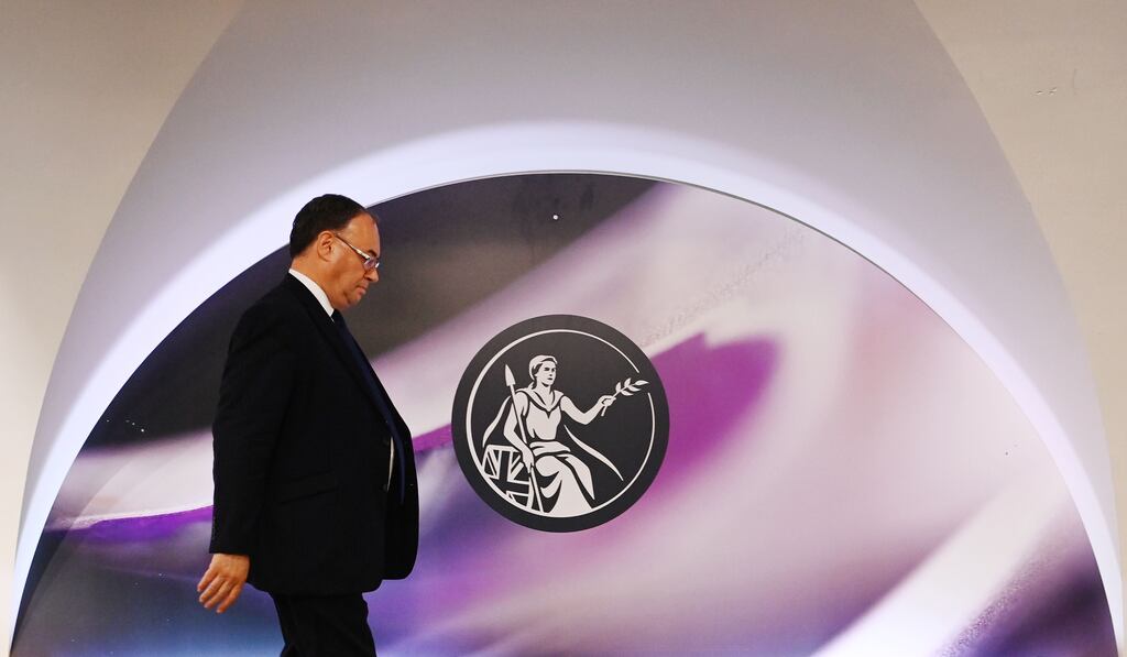 The Bank of England governor Andrew Bailey following a press conference at the Bank of England in London. Photograph: Andy Rain/EPA