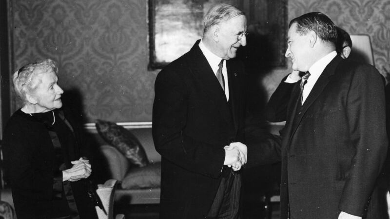 President and Mrs de Valera with Dr Bryan Alton, a consultant physician at the Mater hospital, who died in 1991 and whose collection of art and antiques was auctioned at Adam’s