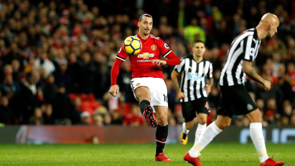 Zlatan Ibrahimovic returned to action as Manchester United beat Newcastle United 4-1 at Old Trafford. Photograph: Martin Rickett/PA