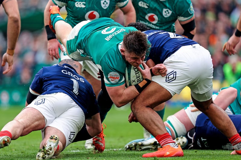 Dan Sheehan against France. Photograph: Ben Brady/Inpho