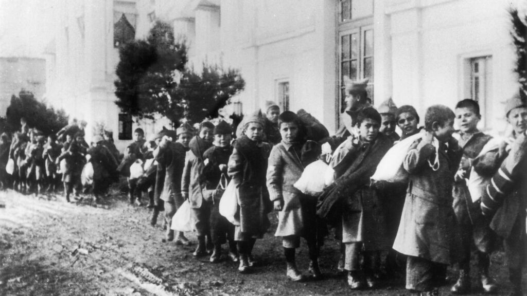 Greek and Armenian war orphans in  1922: after their parents were killed during the 1919-1922 conflict between Greece and Turkey, they were sent to Greek orphanages. Photograph: Keystone-France/Gamma-Keystone via Getty Images
