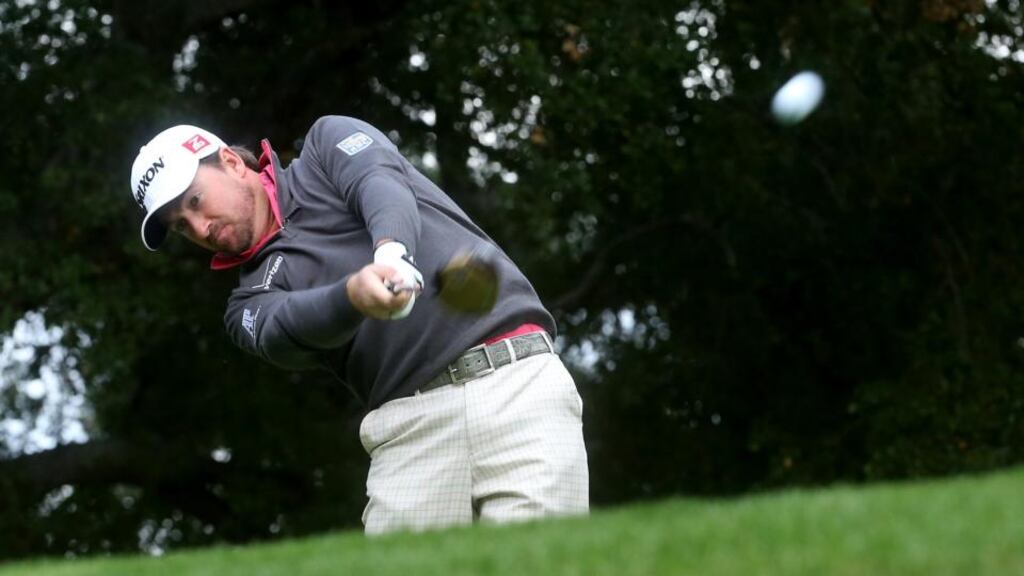 Graeme McDowell hits his tee shot on the sixth hole during the second round of the Northwestern Mutual World Challenge at Sherwood Country Club in California. Photograph: Stephen Dunn/Getty Images