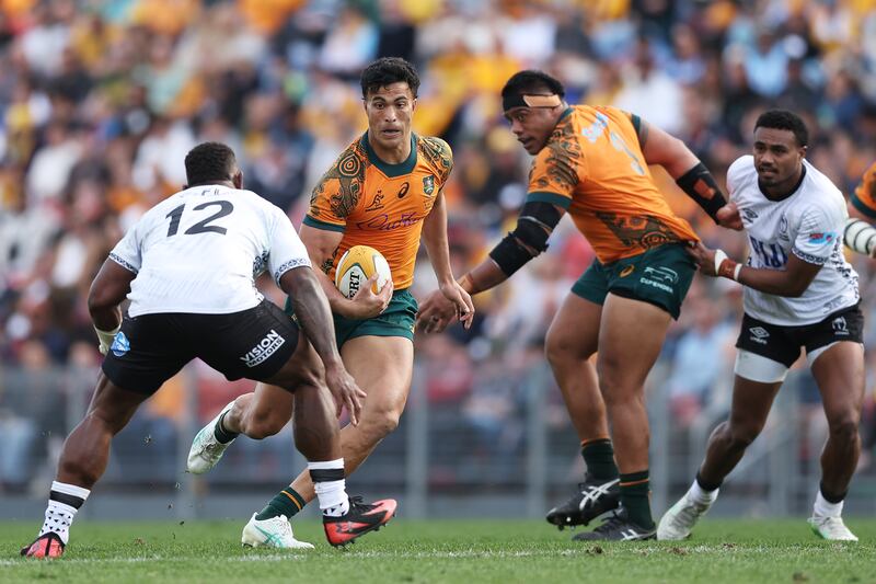 Expect Joseph-Aukuso Suaalii to be more prominent for Australia against the British and Irish Lions than he was against Fiji. Photograph: Matt King/Getty Images