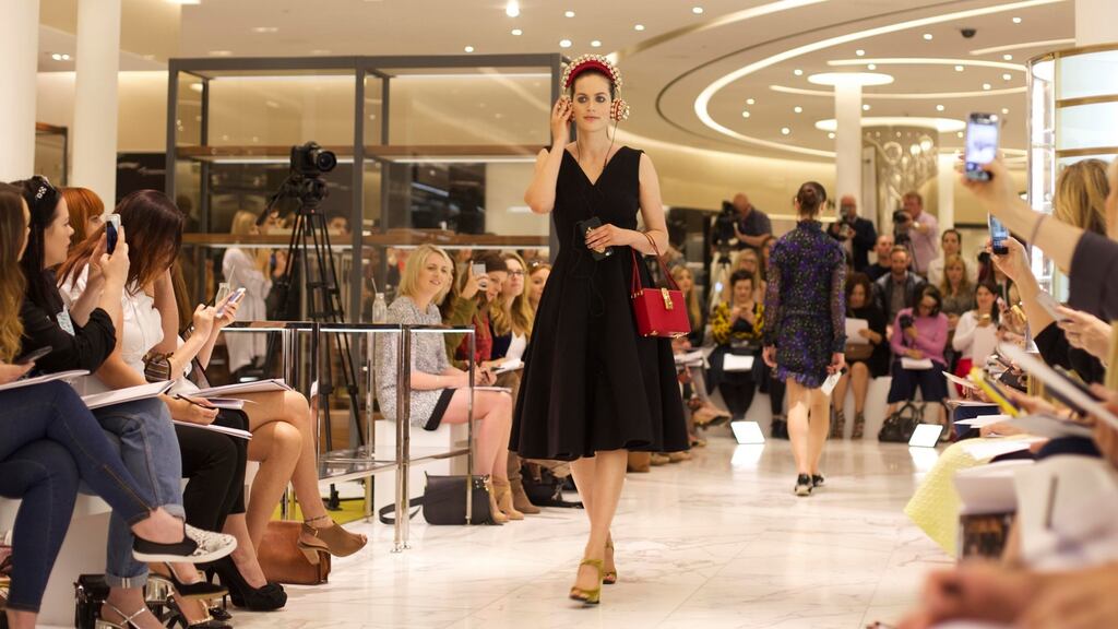 Isabelle Traber models Dolce & Gabbana at the launch of Brown Thomas Autumn Winter 2015 season. Photograph: Sara Freund / The Irish Times