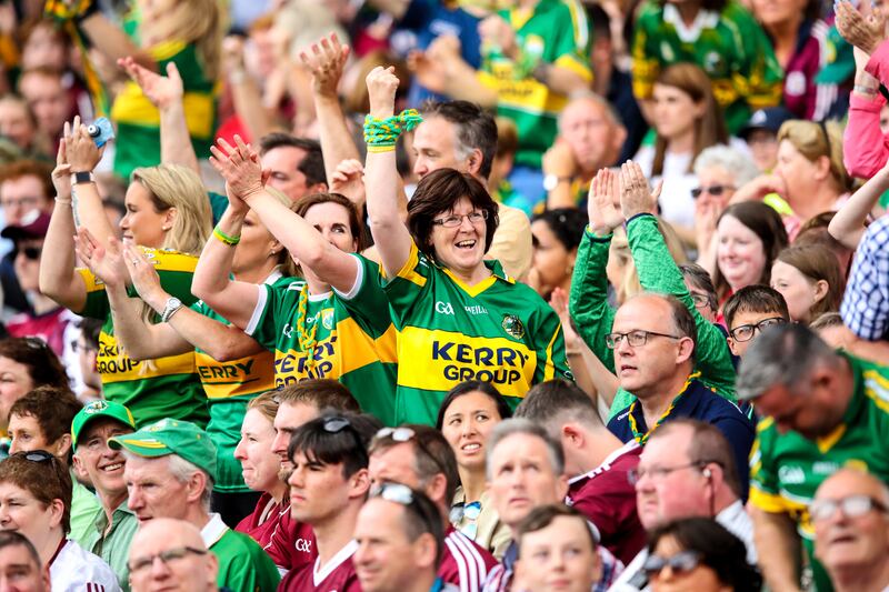 Kerry fans celebrate during the All-Ireland Final. Photograph: Ryan Byrne/Inpho