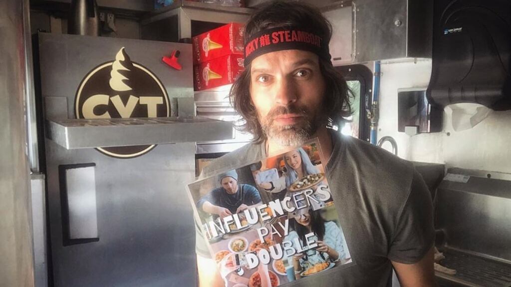 No ‘influencers’: Jo Nicchi in his ice-cream truck. Photograph: Instagram/@cvtsoftserve