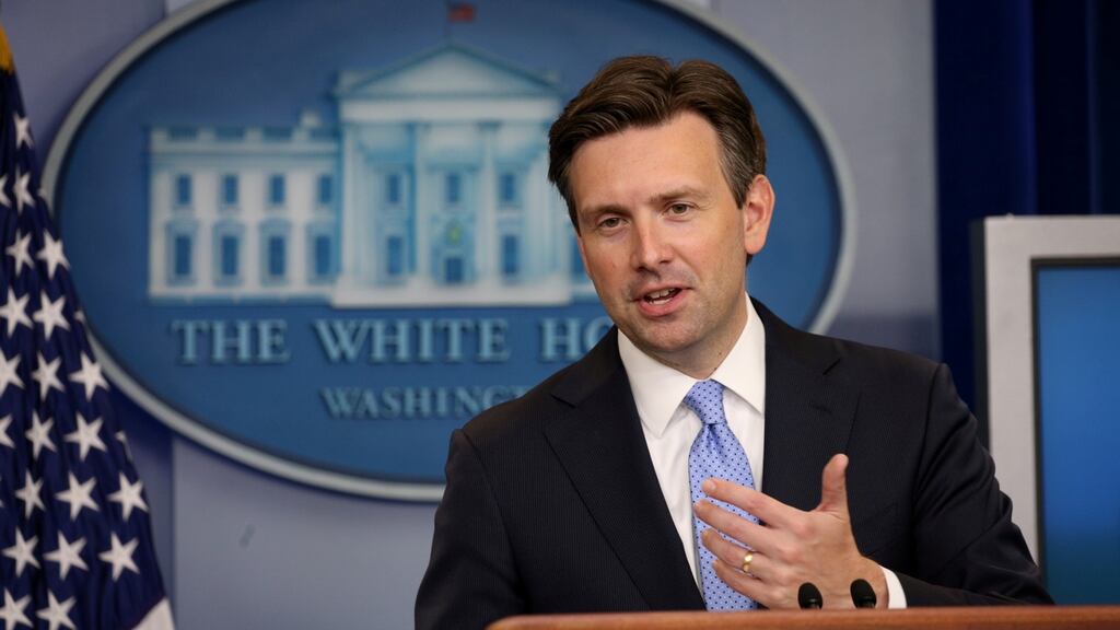 White House spokesman Josh Earnest speaks about the Apple ruling during a press briefing at the White House in Washington, the US. Photograph: Kevin Lamarque/Reuters