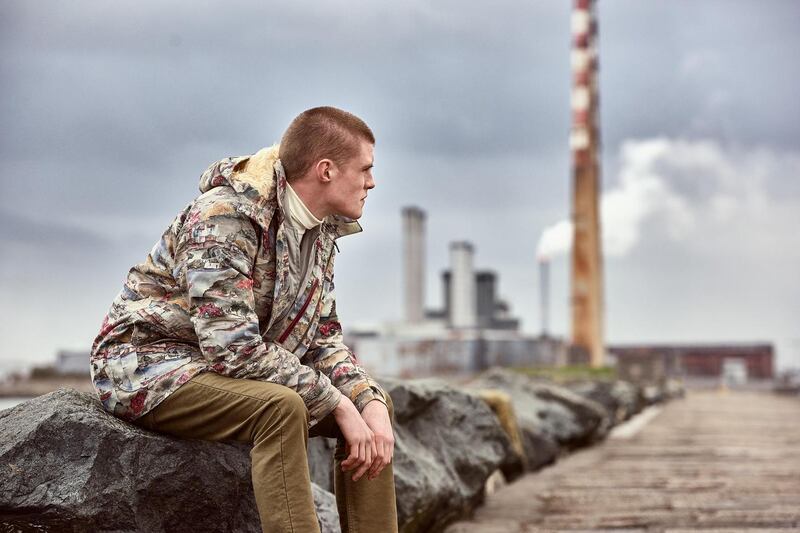 Paul Smith Collection: down-filled printed overjacket with slim moleskin trousers. Photograph: James Mooney