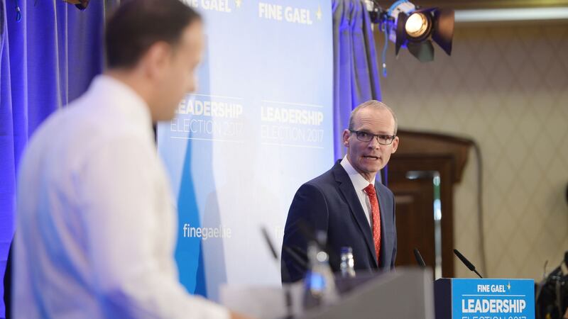 Leo Varadkar’s victory: the new Fine Gael leader and his election rival, Simon Coveney, on the hustings. Photograph: Alan Betson