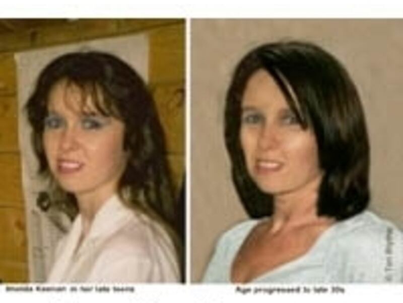 Imelda Keenan pictured before she went missing (left), and an aged picture of what she may have looked like in her 30s. Photographs: An Garda Síochána