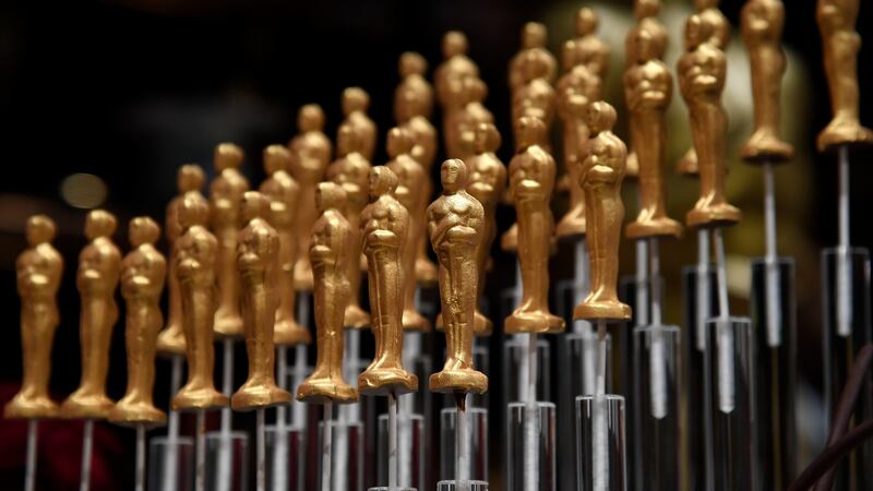 Gold-dusted chocolate Oscar statues. Photograph:  Kevork Djansezian/Getty