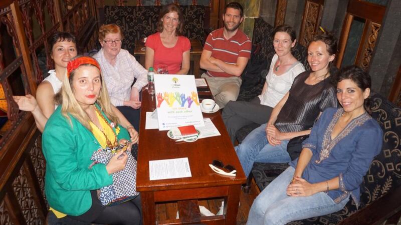 A recent WeShare Dublin meeting, from left: Miren Maialen, Brigida Marovelli, Marian Jennings, Bernie Brannick, Eoghan Parle, Mo Harte, Monika Rut, Marta Callava Linares
