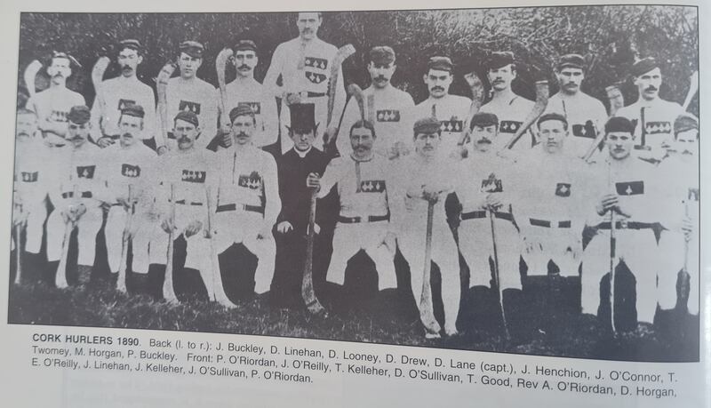 The Aghabullogue team that won Cork's first All-Ireland with Blarney man Ned Reilly, fifth from right, in the front row.