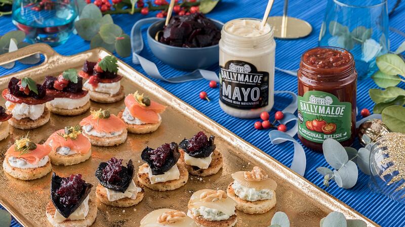 Entertaining made simple with easy assembly canapés using Ballymaloe’s Original Relish, Mayo, Diced Beetroot and Pepper Relish