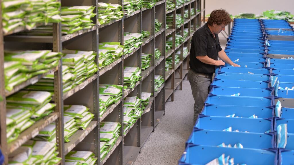 Sorting and despatching of Leaving Certificate and Junior Certificate exam scripts at the State Examinations Commission in Athlone. Photograph: Alan Betson/The Irish Times