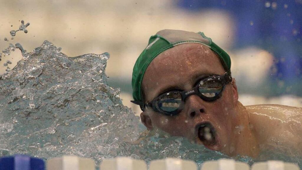 Damien O’Donovan on his way to winning a gold medal in the 100m freestyle at the National Aquatics Centre, Abbotstown, Dublin, Ireland. Photograph: Brendan Moran/Sportsfile