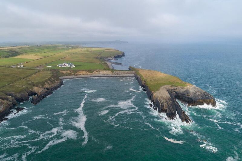 An aerial view of Dunmore Bay & Horse Island mansion.