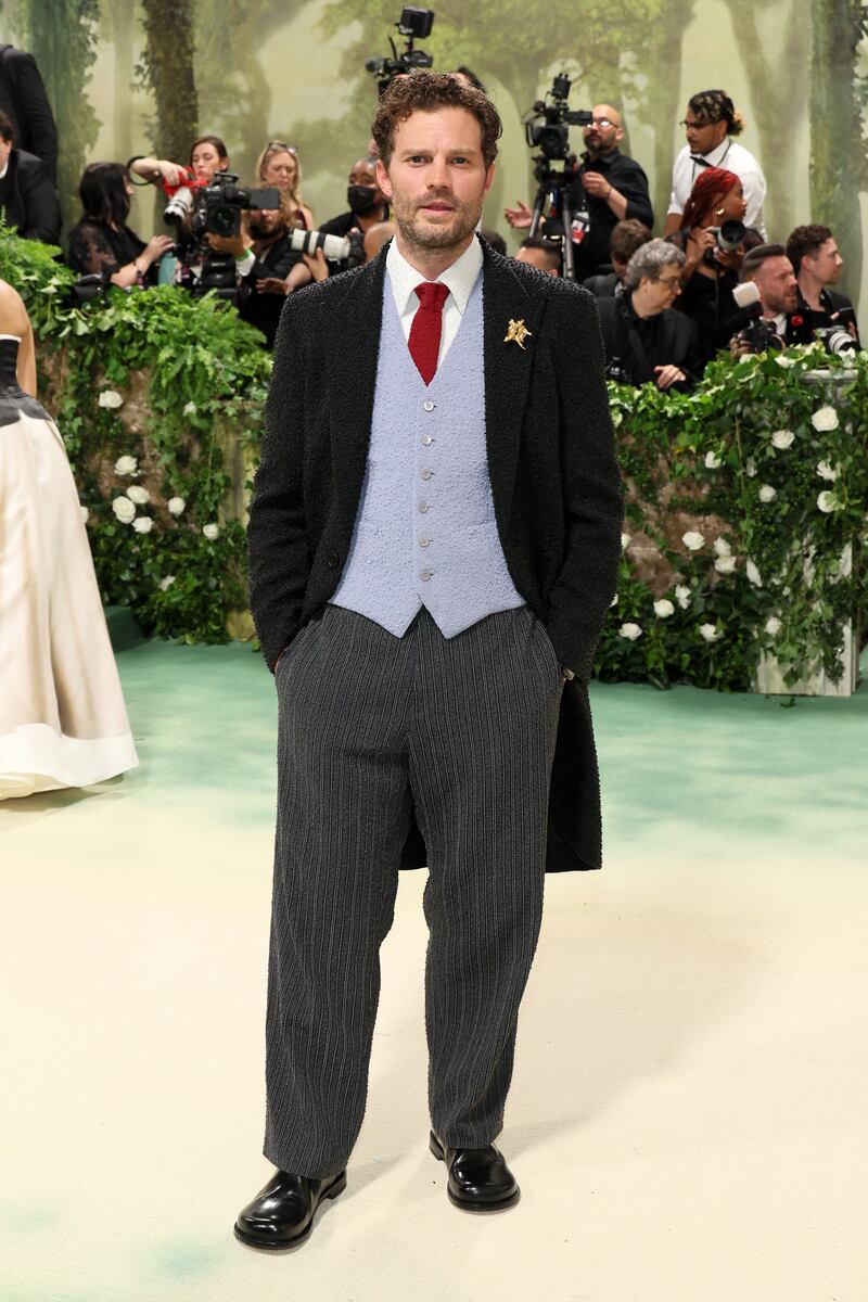 Jamie Dornan opted for a morning suit from Loewe. Photograph: Dia Dipasupil/Getty Images