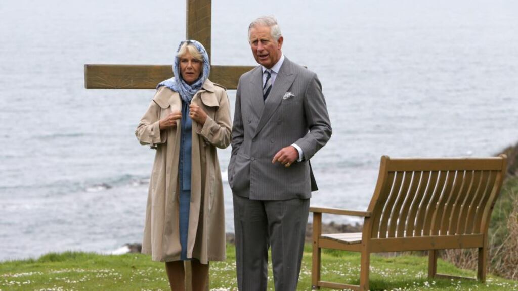 Prince Charles and the Duchess of Cornwall at the Corrymeela Centre in Ballycastle, Co Antrim. Photograph: Paul McErlane/EPA