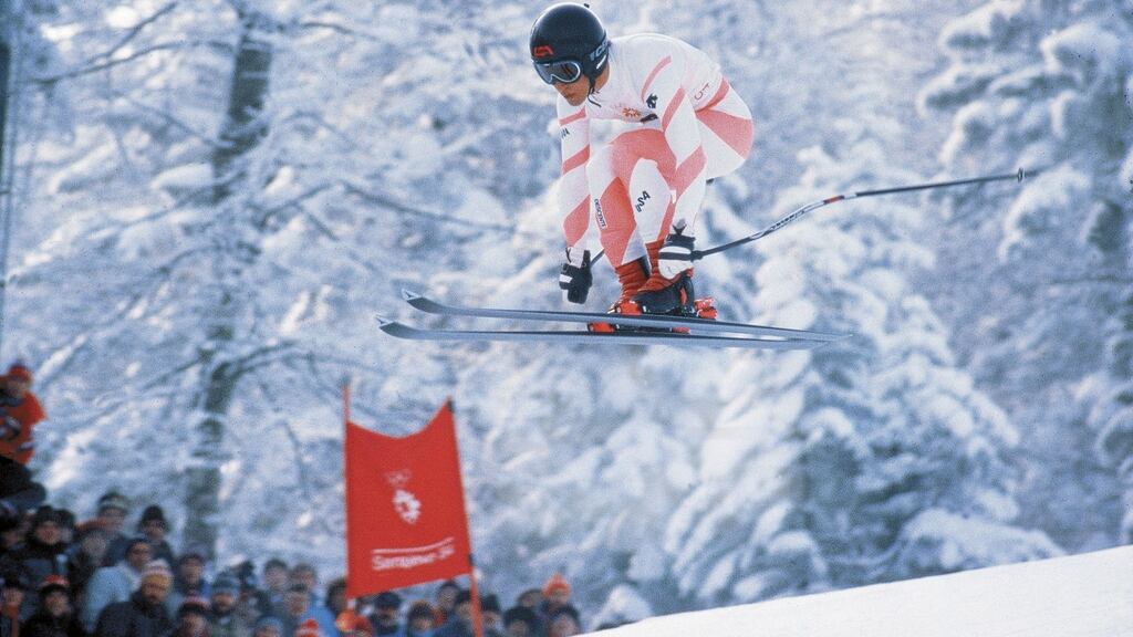 Bill Johnson: going for gold at the 1984 Winter Olympics at Bjelasnica Mountain, Cover, Sarajevo, Yugoslavia: after winning that gold convincingly he was asked what it meant. “Millions,” he replied with his trademark smirk. Photograph: Tony Tomsic/Sports Illustrated/Getty Images