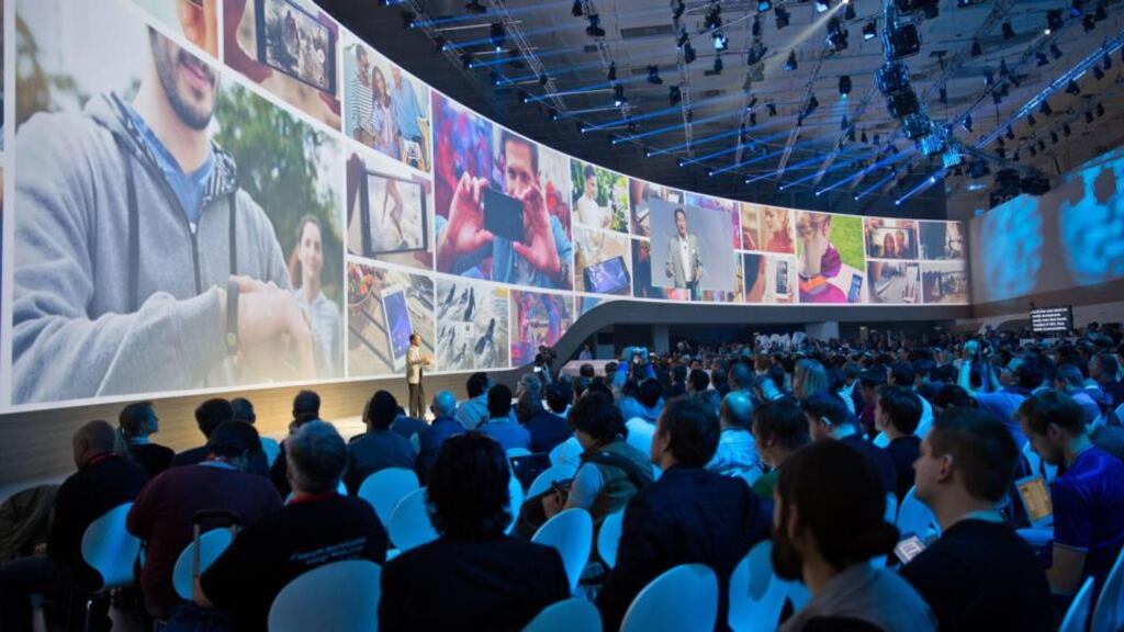 Sony chief executive Kazuo Hirai presenting new company products at the IFA consumer electronics trade fair in Berlin. Photograph: Joerg Carstensen/EPA