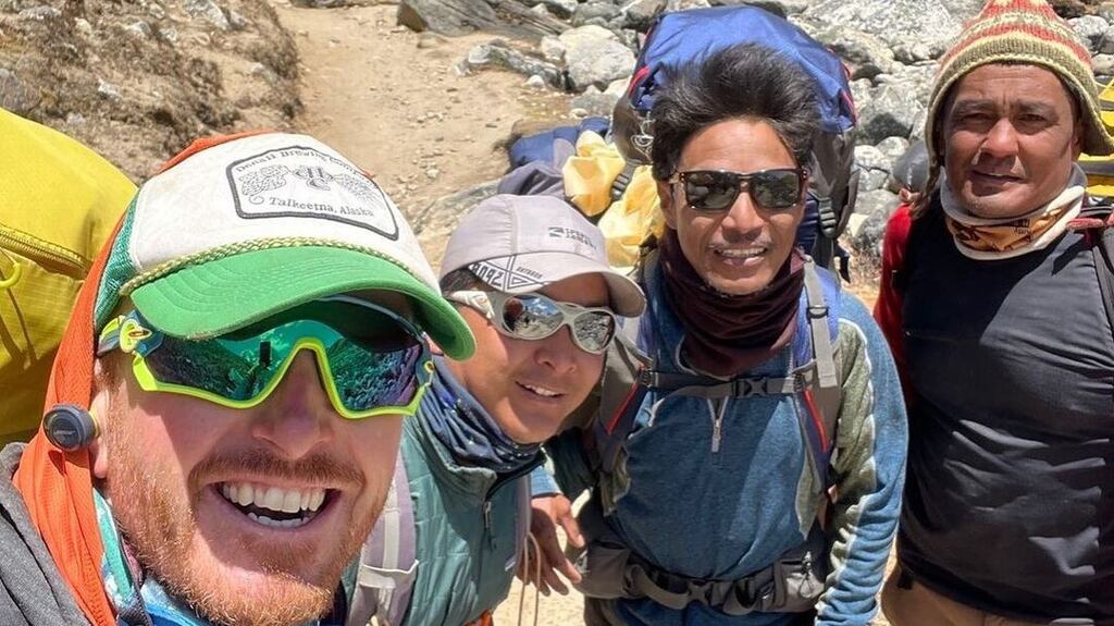 James McManus (left): ‘Climbing without oxygen is far more challenging than anything I’ve done before.’ Photograph: Earth’s Edge/Instagram