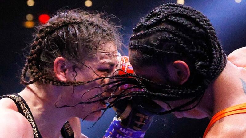 Taylor had to dig deep after being caught by Serrano in the fifth round. Photograph: Sarah Stier/Getty Images