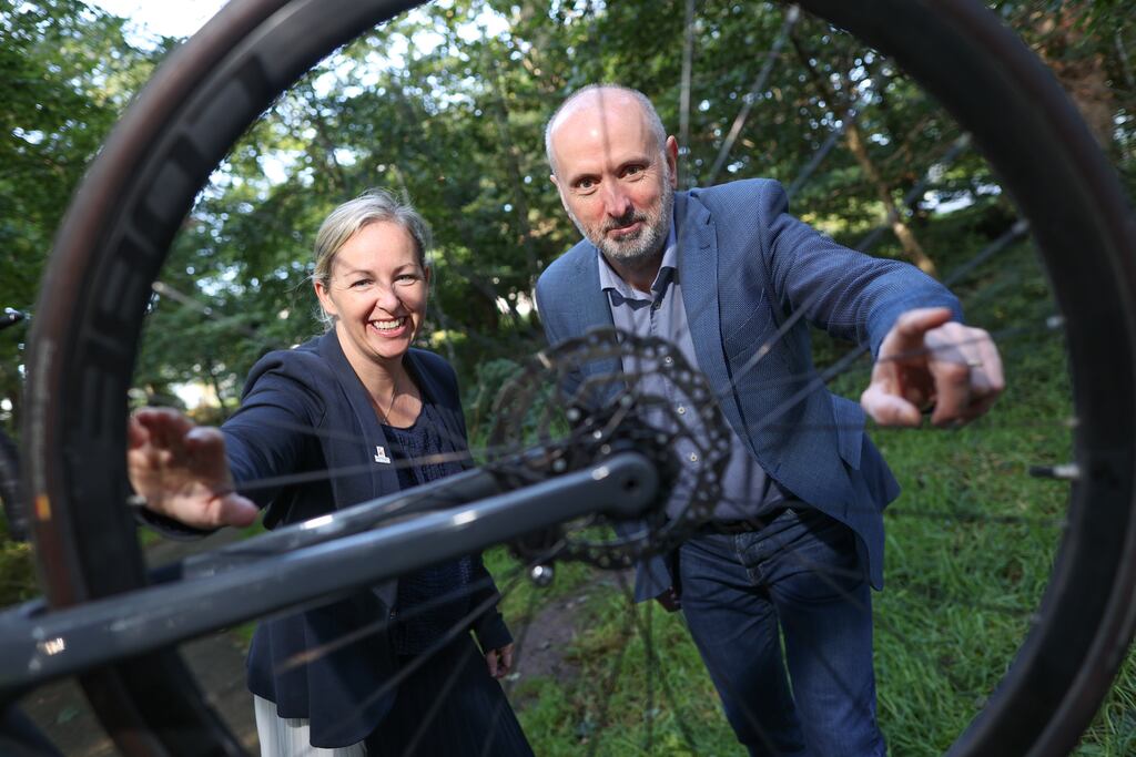 Kerry McLaverty, chief executive of LauraLynn, and James O’Connor of Microsoft Ireland. Staff at the company raised more than €291,000 this year, with the bulk coming from a cycling event