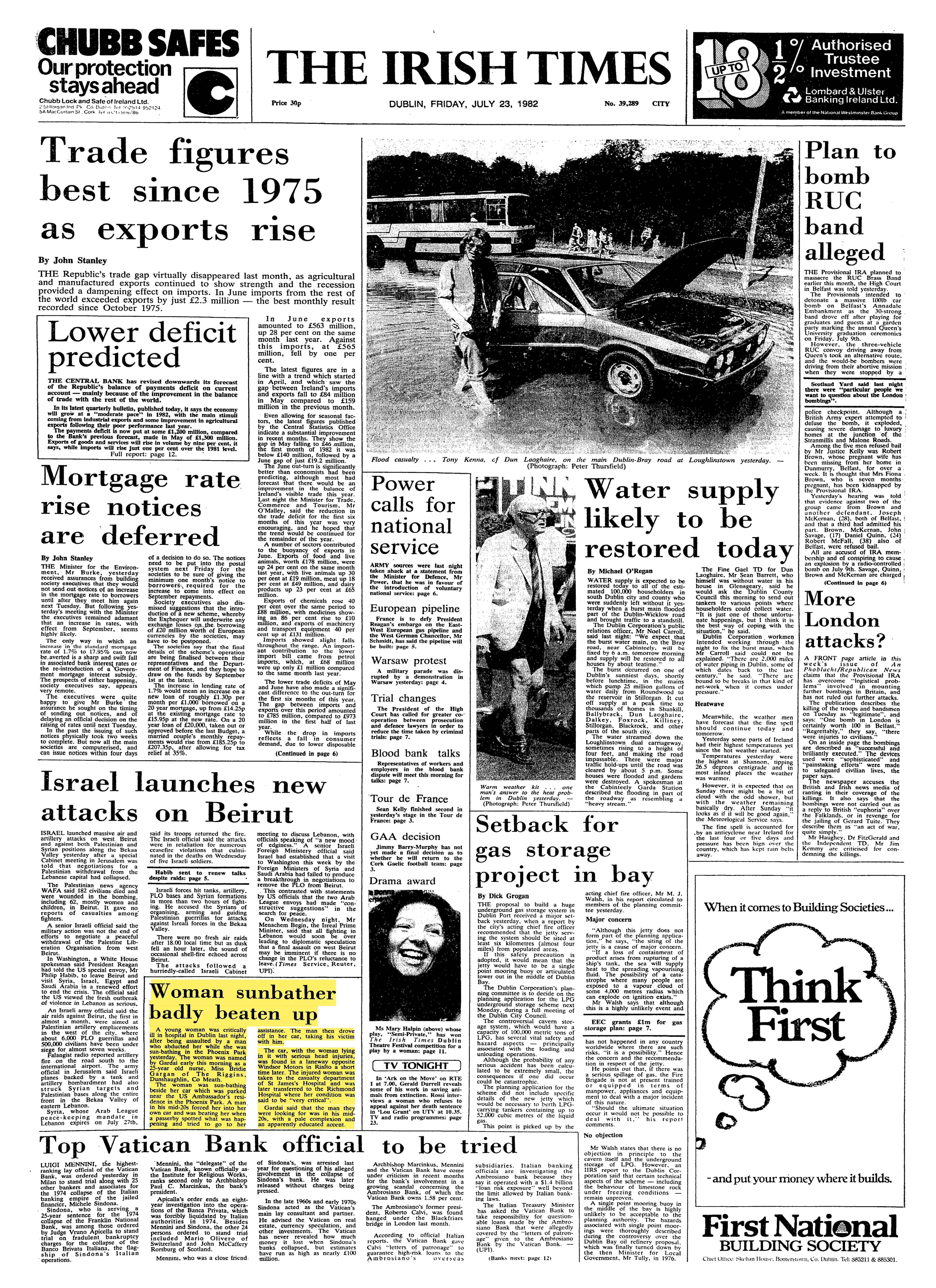 On Friday July 23rd, 1982, a short report on the attack on Bridie Gargan in the Phoenix Park was carried on the front page of The Irish Times. "Gardaí said that the man they were looking for was in his mid-20s, with a pale complexion and an apparently educated accent".