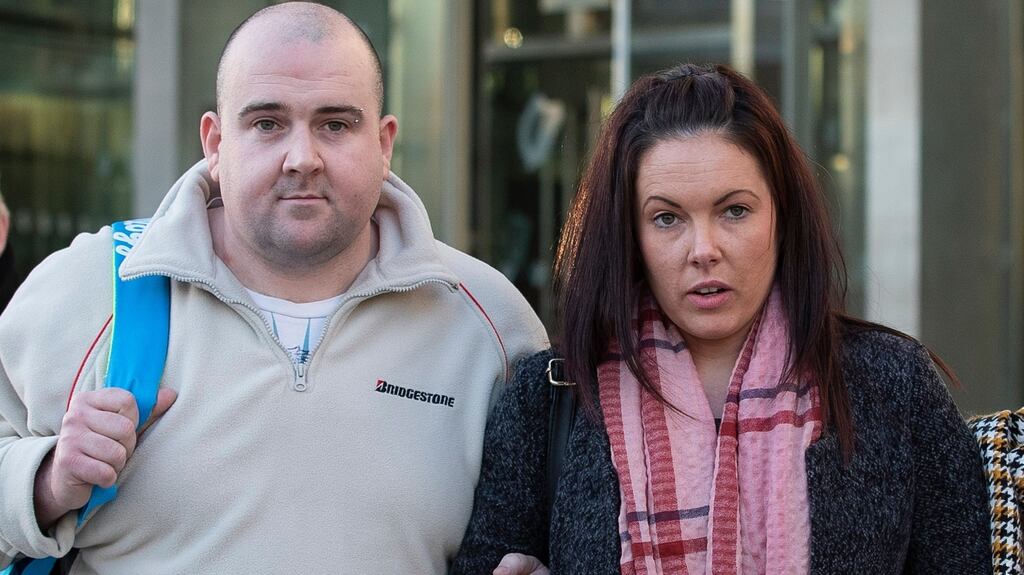 Robert Ryan and Michelle Ryan, the son and daughter of the later Bobby Ryan, are pictured leaving the Central Criminal Court where Patrick Quirke is on trial charged with the murder of their father. Photograph: Collins Courts.