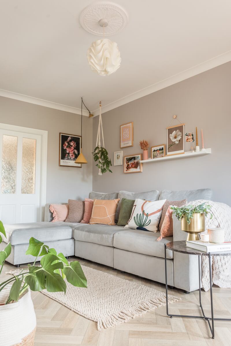 A sleek, light grey sofa from the DFS Sofables range has transformed the space, immediately making it feel brighter and airier. Photograph: Nathalie Marquez Courtney