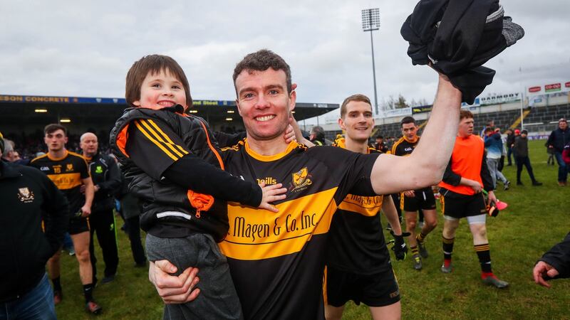 Shane Doolan celebrates Dr Crokes’ All-Ireland semi-final win over Mullinalaghta. Photograph: Ryan Byrne/Inpho
