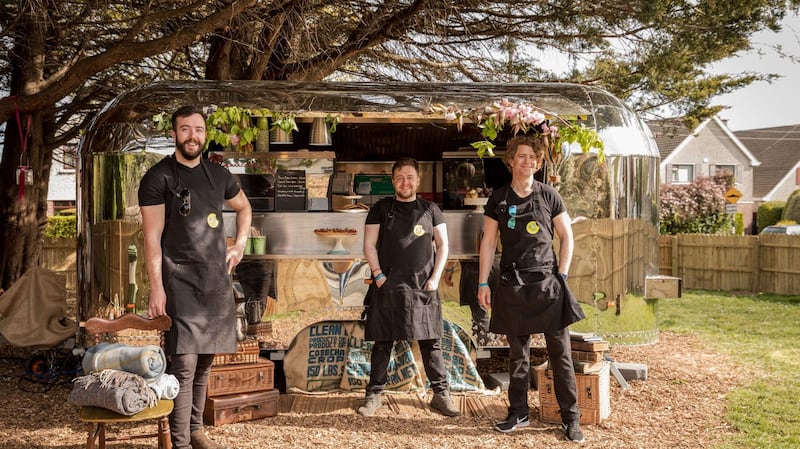 Luke Murphy, Daniel Hannigan and David Keane at their Treehouse Treats trailer in Dublin 14