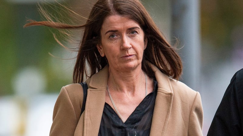 Sean Cox’s wife Martina arrives at Preston Crown Court for the trial of Roma supporter Filippo Lombardi. Photograph: Peter Powell/PA Wire