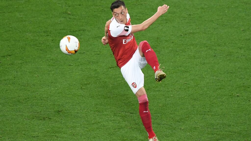 Mesut Özil could make his seasonal debut for Arsenal at Anfield in Saturday evening’s Premier League clash. Photograph: Yuri Kadobnov/AFP/Getty Images