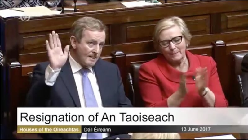 Enda Kenny acknowledges the applause from TDs in the Dáil following his final speech as Taoiseach.