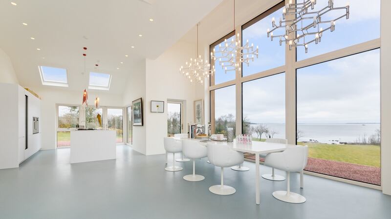 The house in Bofeenaun near Pontoon, Co Mayo has double-height vaulted ceilings and colossal picture windows