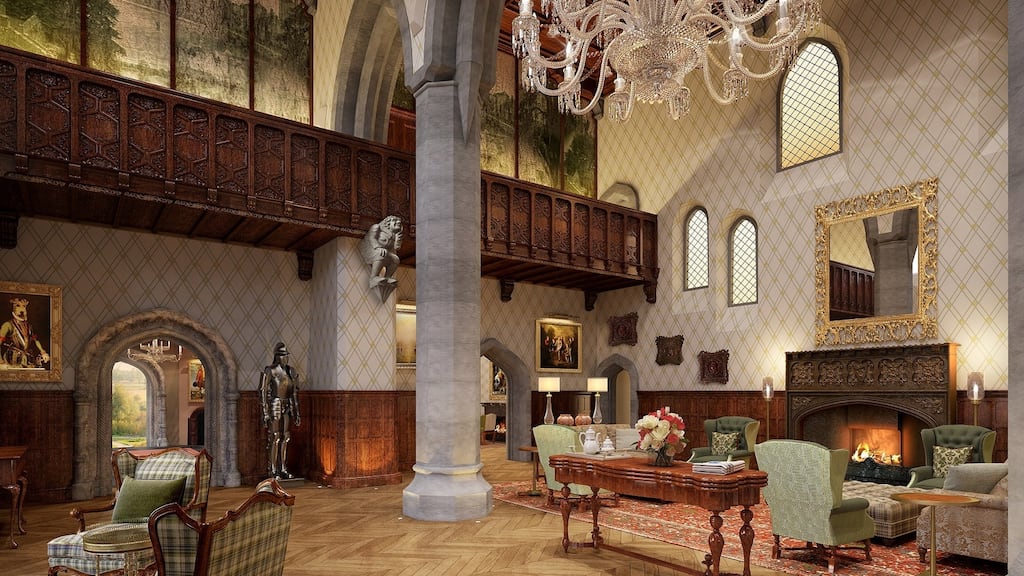 The  entrance hall of the Adare Manor