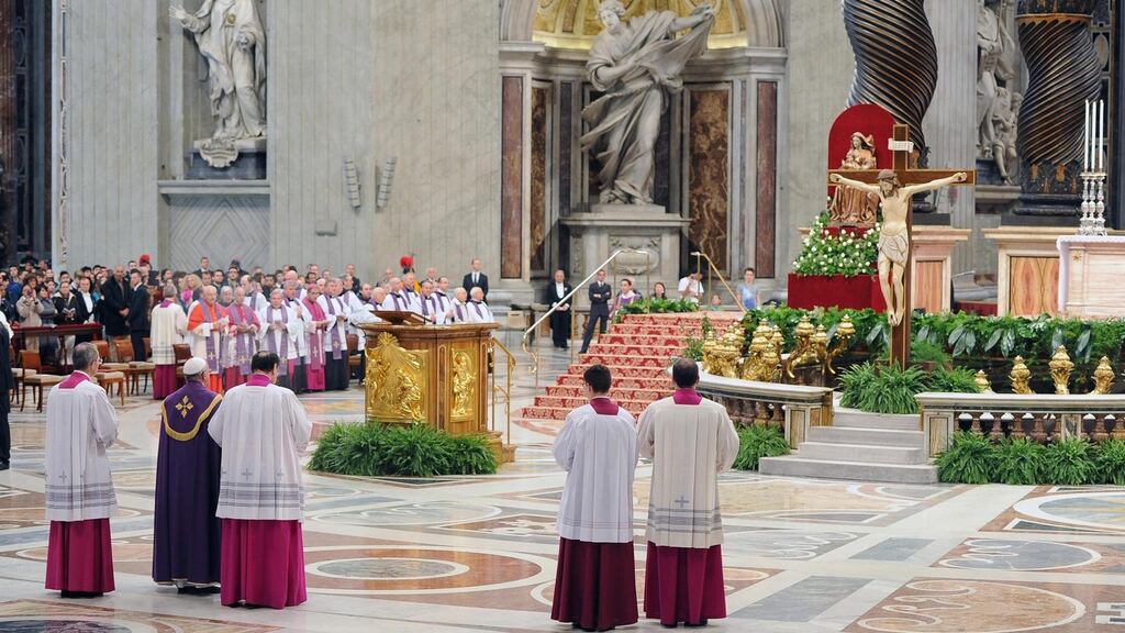 Mass at St Peter’s Basilica in the Vatican. Photograph: EPA