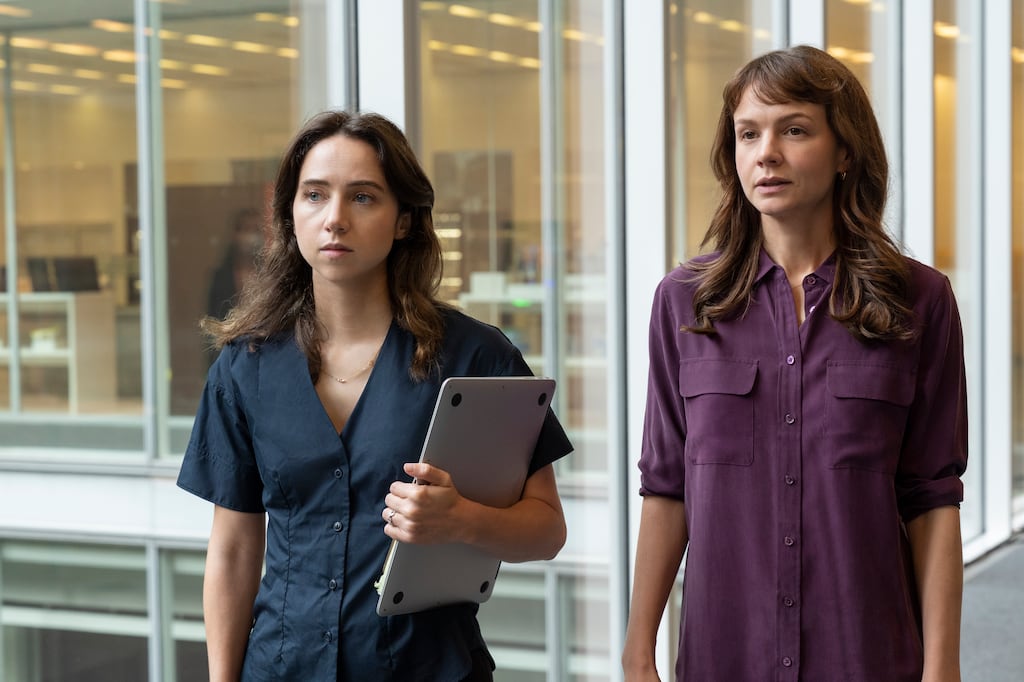 Authentic New York Times attire in She Said, starring Zoe Kazan and Carey Mulligan as reporters Jodi Kantor and Megan Twohey. Photograph: Universal Studios