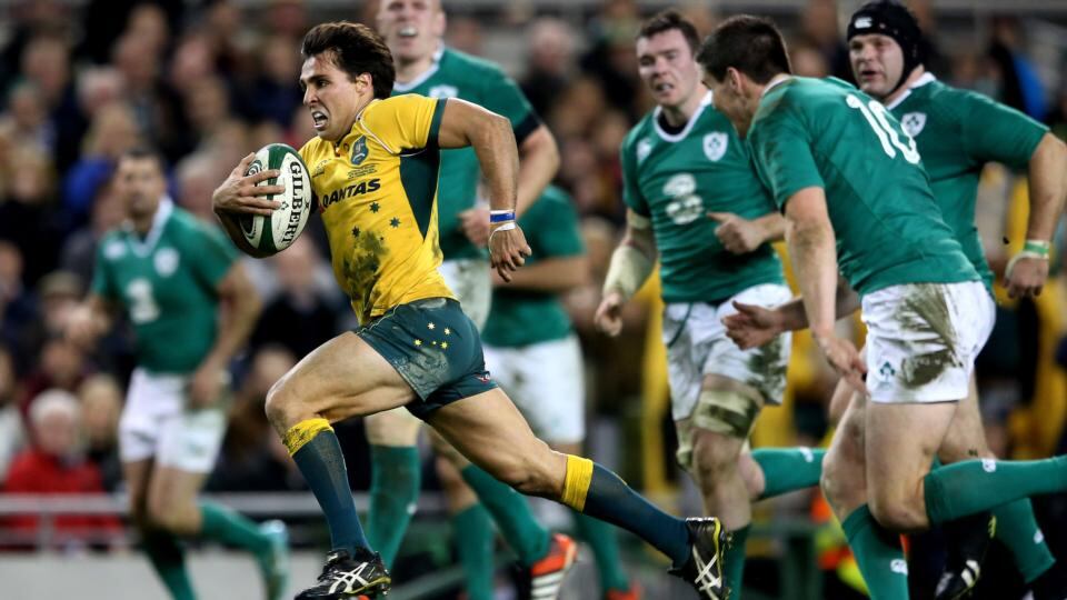 Australia’s Nick Phipps goes free to score his side’s third try against Ireland at the Aviva Stadium. Photograph: James Crombie / Inpho