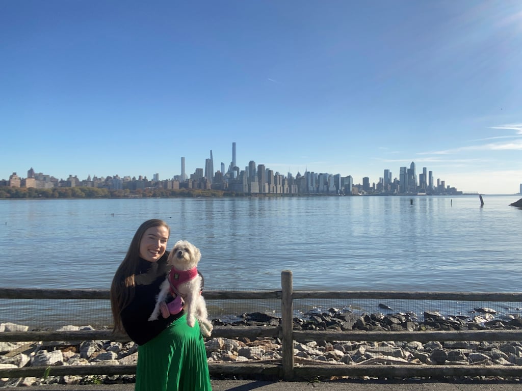 Lauren Foley in New Jersey with a furry friend she was minding
