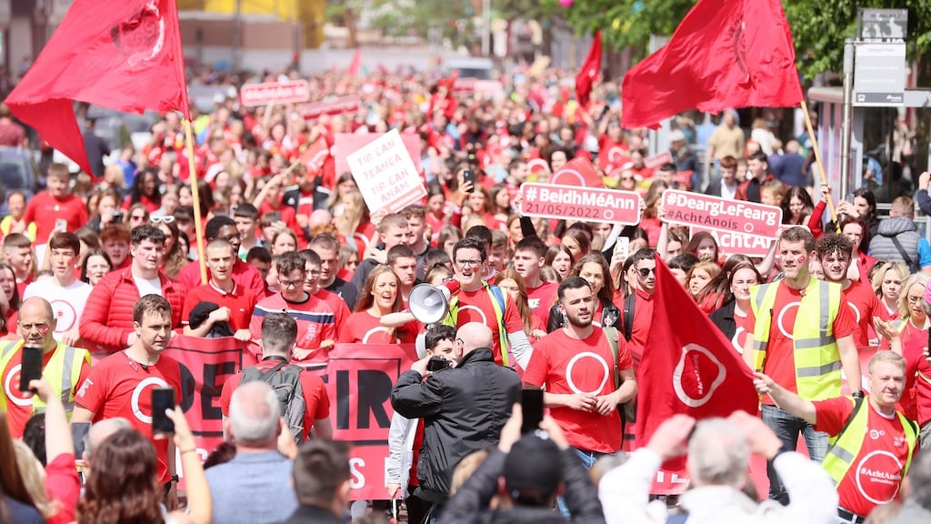 The march in Belfast on Saturday was described as the ‘biggest Irish language demonstration of a generation’. Photograph: Jonathan Porter/PressEye